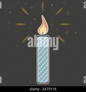 Bellissima Icona con colorati Merry Christmas Candle su sfondo scuro. Pensa che lo stile della linea. Design piatto. Illustrazione Vettoriale Illustrazione Vettoriale