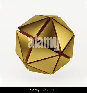 Sfere di oro sullo sfondo di geometria. Abstract 3D render Foto Stock