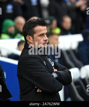 Il manager dell'Everton Marco Silva durante la partita di Premier League tra Brighton e Hove Albion e Everton all'Amex Stadium - 26 ottobre 2019 foto Simon Dack / Telephoto Images solo per uso editoriale. Niente merchandising. Per le immagini di calcio si applicano le restrizioni fa e Premier League, incluso l'utilizzo di Internet/dispositivi mobili senza licenza FAPL. Per ulteriori informazioni, contattare Football Dataco Foto Stock