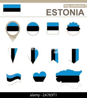 Bandiera dell'Estonia raccolta, 12 versioni Illustrazione Vettoriale