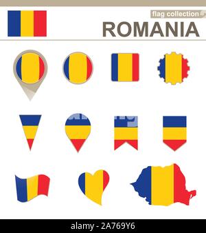 Bandiera della Romania raccolta, 12 versioni Illustrazione Vettoriale