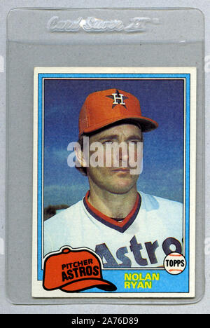 Nolan Ryan 1981 Topps baseball card con la Houston Astros. Foto Stock