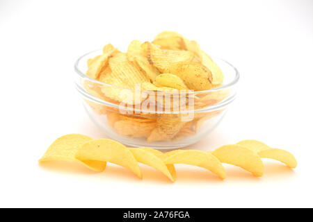 Patatine fritte in un recipiente di vetro Foto Stock