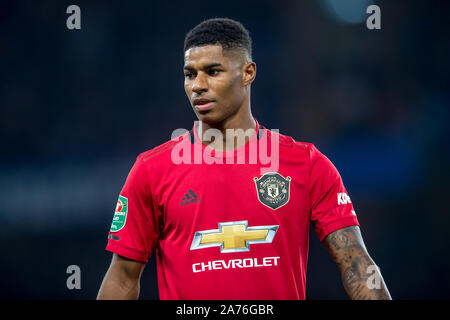 Londra, Regno Unito. 30 ott 2019. Marcus Rashford del Manchester United durante l EFL Carabao Cup Round di 16 match tra Chelsea e Manchester United a Stamford Bridge, Londra, Inghilterra. Foto di Salvio Calabrese. Solo uso editoriale, è richiesta una licenza per uso commerciale. Nessun uso in scommesse, giochi o un singolo giocatore/club/league pubblicazioni. Credit: UK Sports Pics Ltd/Alamy Live News Foto Stock