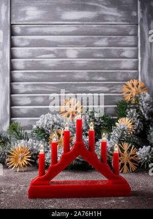 Svedese Tradizionale candelabro con sette candele Foto Stock