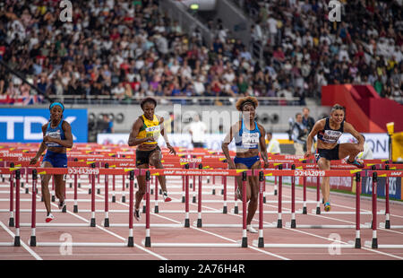 DOHA - QATAR OTT 6: Kendra Harrison (USA) Danielle Williams (Giamaica), Nia Ali (USA) e Andrea Carolina Vargas del Costa Rica a competere in donne Foto Stock