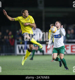 Kerkrade, Paesi Bassi. 30 ott 2019. HEERLEN, 30-10-2019, olandese Calcio, KNVB Beker seizoen 2019-2020, Sportpark Pronsebroek, Groene Ster - VVV Venlo, Groene Ster player Roy Janssen e VVV Venlo player Jonathan Opoku, durante il credito di gioco: Pro scatti/Alamy Live News Foto Stock