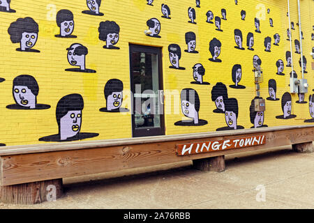 Hingetown, un quartiere alla moda di Ohio City a Cleveland, Ohio, Stati Uniti. Foto Stock