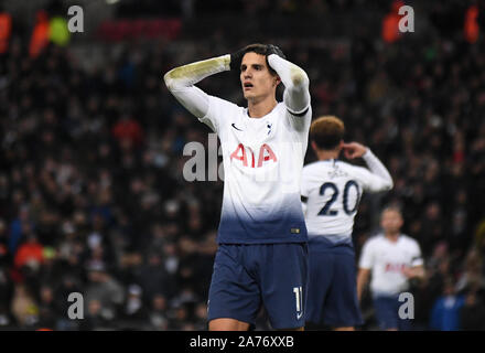Londra, Inghilterra - 29 ottobre 2018: nella foto durante il 2018/19 English Premier League tra Tottenham Hotspur e il Manchester City a Wembley Stadium. Foto Stock