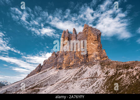 Le Tre Cime di Lavaredo in autunno Foto Stock