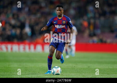 Barcellona, Spagna. 29 ott 2019. Ansu Fati (Barcellona) Calcio/Calcetto : spagnolo "La Liga Santander' match tra FC Barcelona 5-1 Real Valladolid CF allo stadio Camp Nou a Barcellona Spagna . Credito: Mutsu Kawamori/AFLO/Alamy Live News Foto Stock