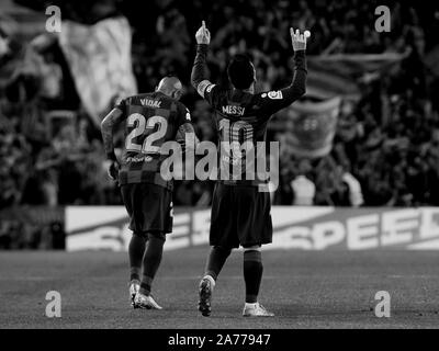 Barcellona, 29-10-2019. LaLiga 2019/ 2020, la data 11. Barcellona - Valladolid. Lionel Messi festeggia il suo obiettivo Credito: Pro scatti/Alamy Live News Foto Stock