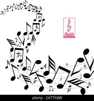 Disordinato musica diffusa note sul pentagramma Illustrazione Vettoriale