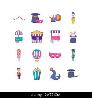 Festival icon set pack, alta qualità varietà simboli illustrazione vettoriale Illustrazione Vettoriale