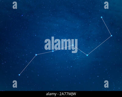 Davvero il cielo del nord con grande costellazione del bilanciere con linee. Orsa Maggiore o il grande orso in inverno stellato cielo notturno. Foto Stock
