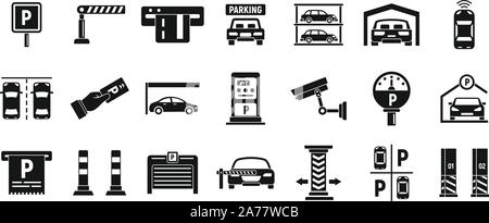 Parcheggio sotterraneo set di icone. Semplice insieme di parcheggio sotterraneo icone vettoriali per il web design su sfondo bianco Illustrazione Vettoriale