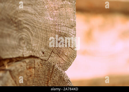 Sfondo di legno in forma di un taglio di un log vecchi Foto Stock