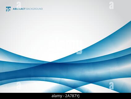 Abstract onda blu curva su sfondo bianco con spazio per il testo. Illustrazione Vettoriale Illustrazione Vettoriale