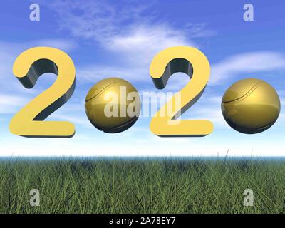 Golden Felice Anno Nuovo 2020 per giorno - 3D render Foto Stock