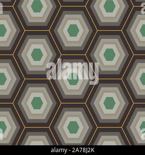 Seamless pattern del vettore con il nido d'ape modello sagomato in marrone e verde Illustrazione Vettoriale