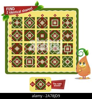 Gioco educativo per bambini e adulti. sviluppo di attenzione, iq bambini. Compito gioco trovare 2 identico ornamenti Illustrazione Vettoriale