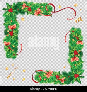 Telaio di natale con rami di abete Illustrazione Vettoriale