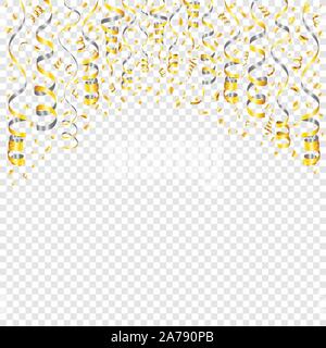 Golden Streamer e coriandoli Illustrazione Vettoriale