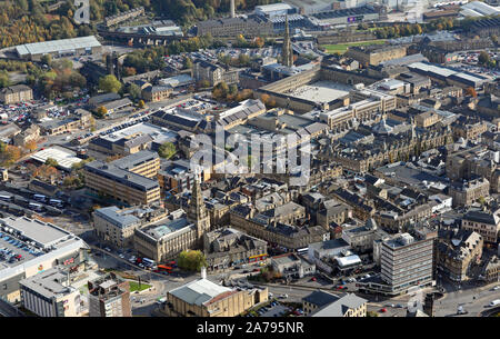 Vista aerea di Halifax Town Center, West Yorkshire, Regno Unito Foto Stock