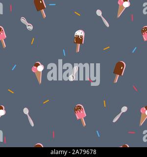 Seamless Gelato con palline di pattern. Colorato design artistico. Per gli sfondi, sfondi, tessuto, stampe, tessili, confezionamento, schede di copertura. Vecto Illustrazione Vettoriale