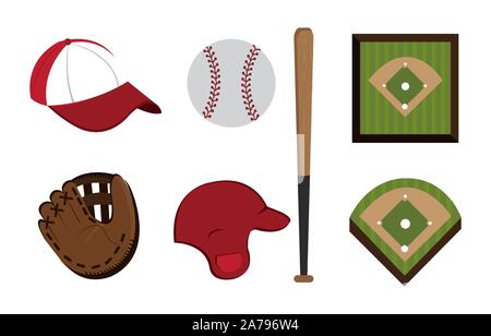 Bundle di baseball e delle icone Illustrazione Vettoriale