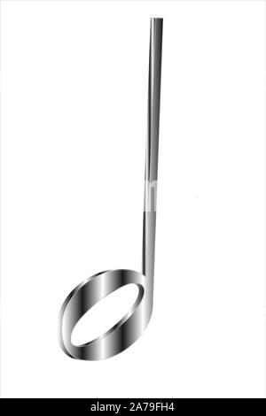 Metà nota 3D isolati su sfondo bianco Foto Stock