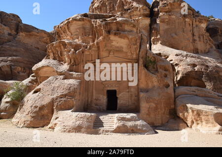 Antica città di Little Petra in Giordania Foto Stock