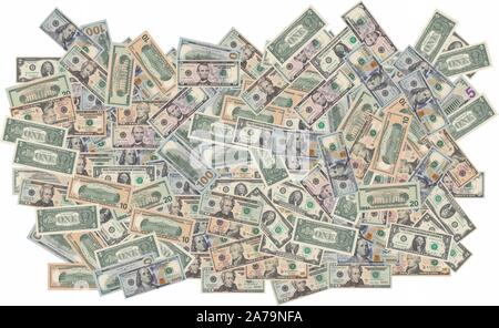Modello - un solido - Tappeto da banconote di vari valori di faccia della moneta americana - dollari americani (USD) Foto Stock