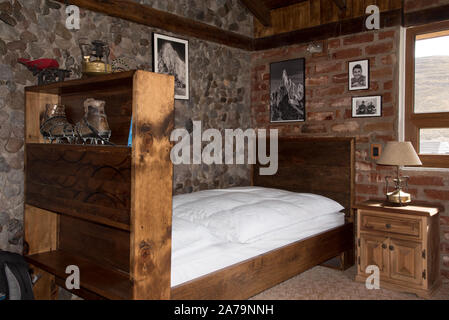 Camera in Chimborazo Lodge at 3970 m ai piedi del Vulcano Chimborazo in Ecuador. Foto Stock