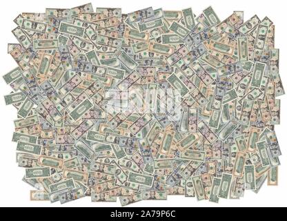 Modello - un solido - Tappeto da banconote di vari valori di faccia della moneta americana - dollari americani (USD) Foto Stock
