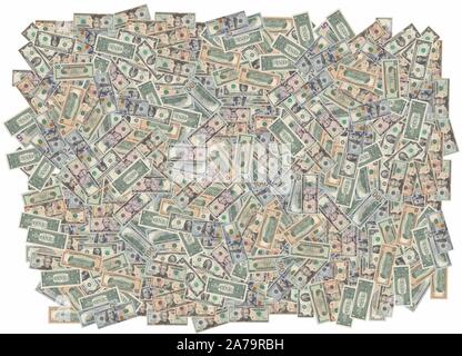 Modello - un solido - Tappeto da banconote di vari valori di faccia della moneta americana - dollari americani (USD) Foto Stock