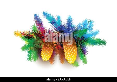 Albero di natale il ramo con i coni Illustrazione Vettoriale