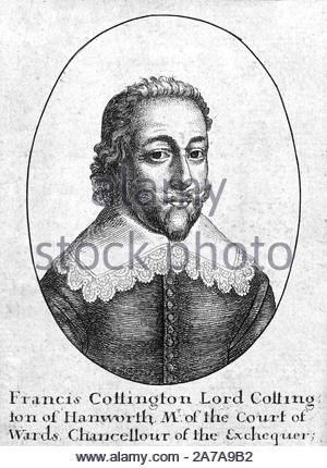 Francesco Cottington ritratto, primo Baron Cottington, 1579 - 1652, era il lord inglese tesoriere presso la corte di Carlo I, attacco da incisore boemo Wenceslaus Hollar da 1600s Foto Stock