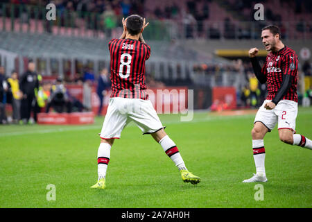 Milano, Italia. 31 ott 2019. Fernandez suso (Milano)durante l'AC Milan vs Spal, italiano di calcio di Serie A del campionato Gli uomini in Milano, Italia, 31 Ottobre 2019 - LPS/Francesco Scaccianoce Credito: Francesco Scaccianoce/LP/ZUMA filo/Alamy Live News Foto Stock