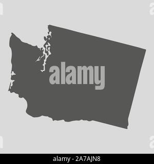 Mappa nero dello Stato di Washington - illustrazione vettoriale. Semplice piatto mappa stato di Washington. Illustrazione Vettoriale