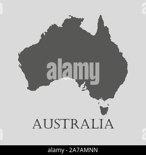 Nero Australia mappa su sfondo grigio chiaro. Nero mappa Australia - illustrazione vettoriale. Illustrazione Vettoriale