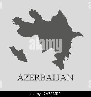 Nero Azerbaigian mappa su sfondo grigio chiaro. Nero mappa Azerbaigian - illustrazione vettoriale. Illustrazione Vettoriale