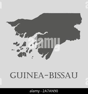 Grigio - Guinea Bissau mappa su sfondo grigio chiaro. Grigio - Guinea Bissau mappa - illustrazione vettoriale. Illustrazione Vettoriale