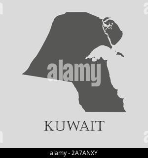 Grigio semplice Kuwait mappa su sfondo grigio chiaro. Grigio mappa Kuwait - illustrazione vettoriale. Illustrazione Vettoriale