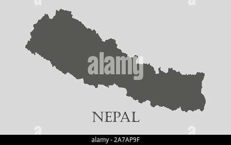 Grigio Nepal mappa su sfondo grigio chiaro. Grigio mappa Nepal - illustrazione vettoriale. Illustrazione Vettoriale