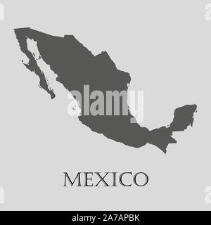 Grigio mappa del Messico su sfondo grigio chiaro. Grigio mappa del Messico - illustrazione vettoriale. Illustrazione Vettoriale