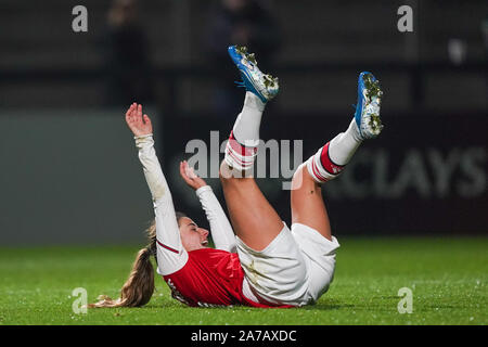 BOREHAMWOOD, Inghilterra - 31 ottobre: Danielle Van de Donk di Arsenal festeggia il suo hat-trick durante il femminile UEFA Champions League football match tra Arsenal Donne vs SK Slavia Praha Donne al Parco Prato su ottobre 31, 2019 a Borehamwood, Inghilterra (foto di Daniela Porcelli/SPP) Credito: SPP Sport Stampa foto. /Alamy Live News Foto Stock