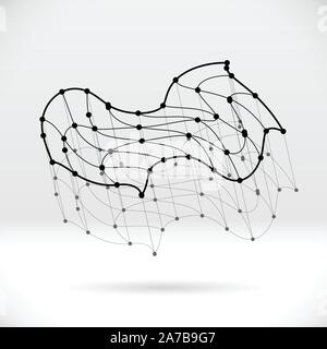 Abstract 3D forma wireframe con struttura collegato Illustrazione Vettoriale
