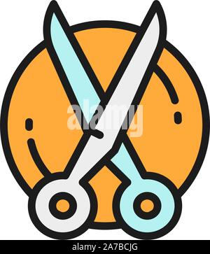 Vettore strumenti di toelettatura, forbici piatto icona di colore. Illustrazione Vettoriale