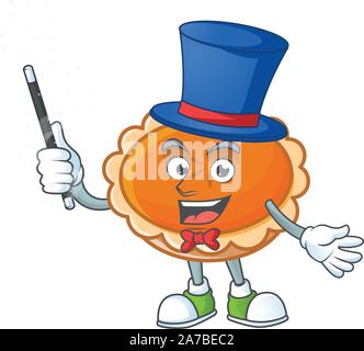 Torta arancione in carattere con il mago Illustrazione Vettoriale